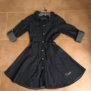 Guess girls button front denim dress.